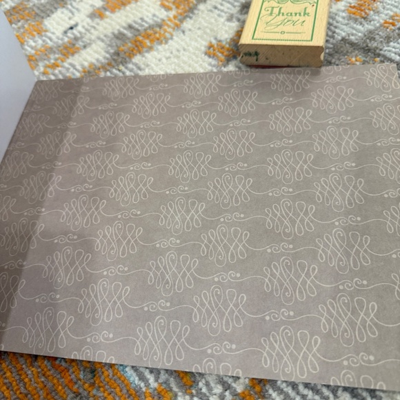 Lot of 2 scrapbook supplies neutral card stock paper & wood thank you stamp - Picture 3 of 15